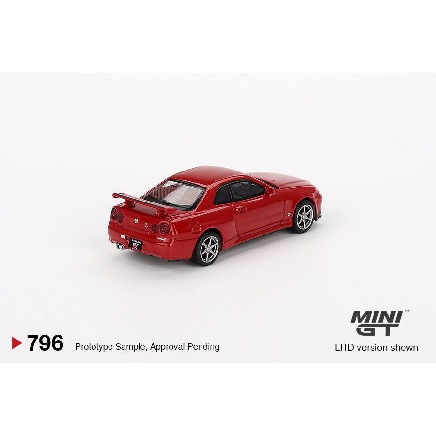 [HÀNG CÓ SẴN] Mocus Mô hình xe Mini GT 1:64 Nissan Skyline GT-R (R34) V-Spec Active Red 796