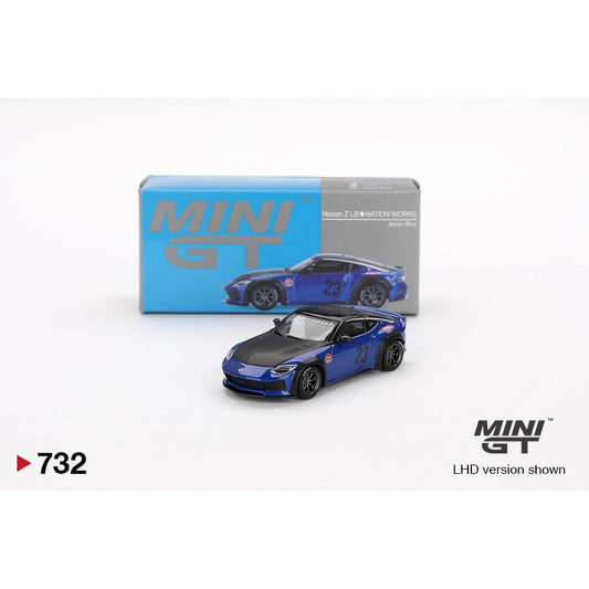 [HÀNG CÓ SẴN] Mô hình xe Mini GT 1:64 Nissan Z LBNATION WORKS Serian Blue MGT00732
