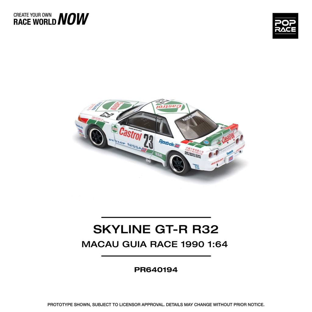 [HÀNG CÓ SẴN] Mô hình xe POPRACE 1:64 GT-R R32 MACAU GUIA RACE 1990 WINNER PR640194