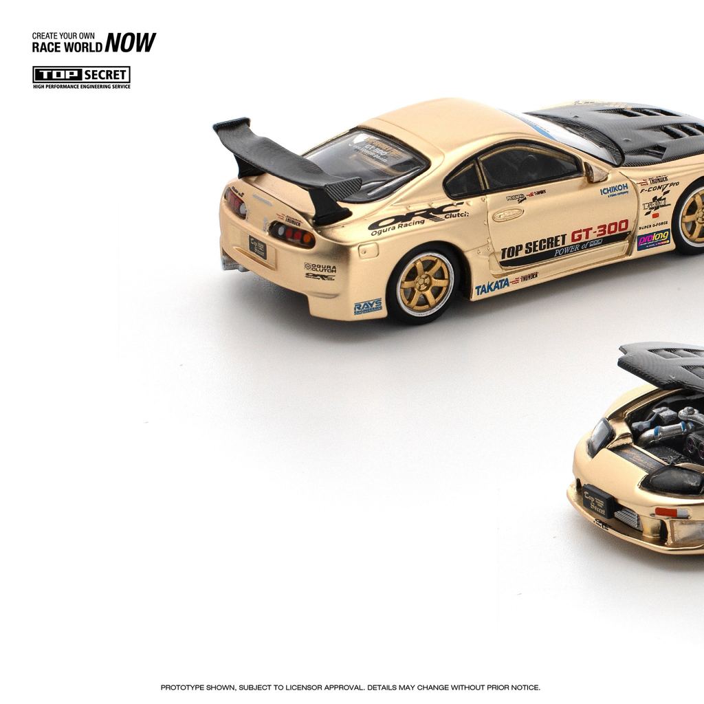 [HÀNG CÓ SẴN] Mô hình xe POPRACE 1:64 TOP SECRET GT300 SUPRA - CHROME GOLD PR640277