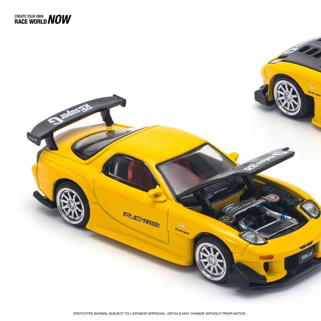 [HÀNG CÓ SẴN] Mô hình xe POPRACE 1:64 MAZDA RX-7 (FD3S) RE-AMEMIYA WIDEBODY YELLOW PR640116