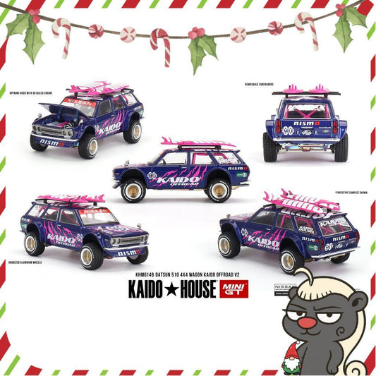 [HÀNG CÓ SẴN] Mô hình xe KAIDO HOUSE 1:64 Datsun 510 4x4 Wagon Kaido Offroad V2 KHMG149