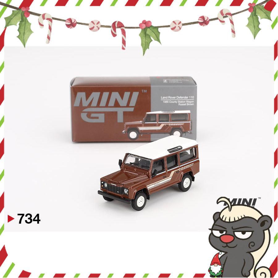 [HÀNG CÓ SẴN] Mocus Mô hình xe Mini GT 1:64 Land Rover Defender 110 1985 County Station Wagon Russet Brown 734