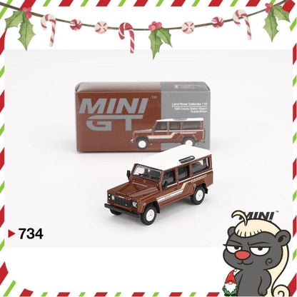 [HÀNG CÓ SẴN] Mocus Mô hình xe Mini GT 1:64 Land Rover Defender 110 1985 County Station Wagon Russet Brown 734