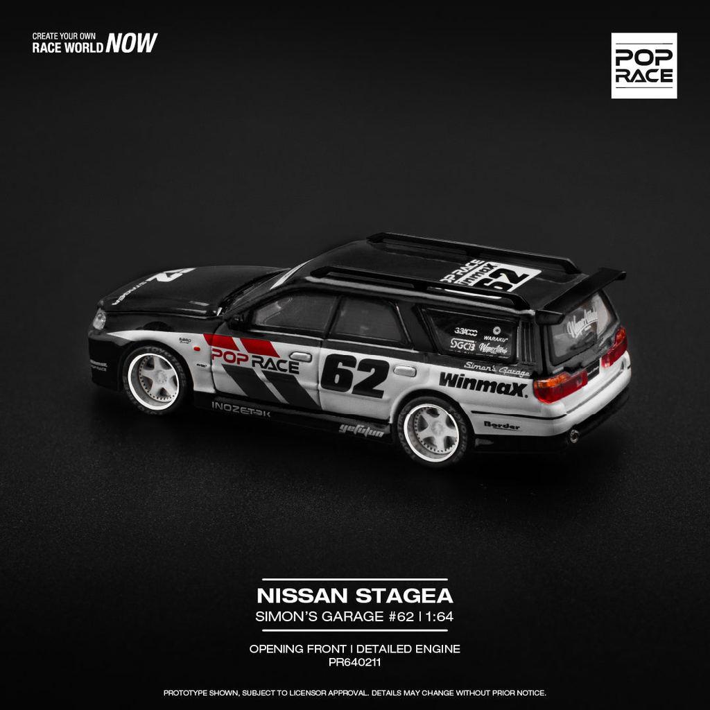 [HÀNG CÓ SẴN] Mô hình xe POPRACE 1:64 NISSAN STAGEA SIM0N'S GARAGE 62 - BLACK PR640211