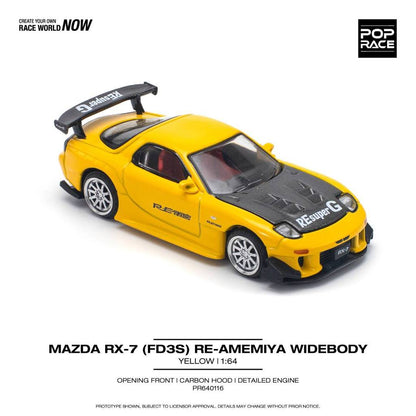 [HÀNG CÓ SẴN] Mô hình xe POPRACE 1:64 MAZDA RX-7 (FD3S) RE-AMEMIYA WIDEBODY YELLOW PR640116