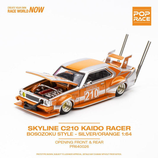 [HÀNG CÓ SẴN] Mô hình xe POPRACE 1:64 Skyline C210 Kaido Racer Bosozuku style PR640026