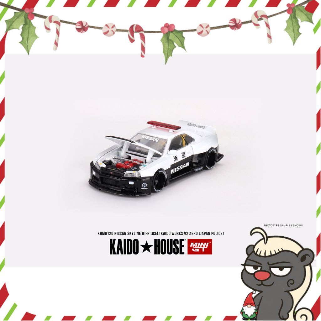 [HÀNG CÓ SẴN] Mô hình xe KAIDO HOUSE 1:64 Nissan Skyline GT-R R34 Kaido Works (V2 Aero) Police KHMG120