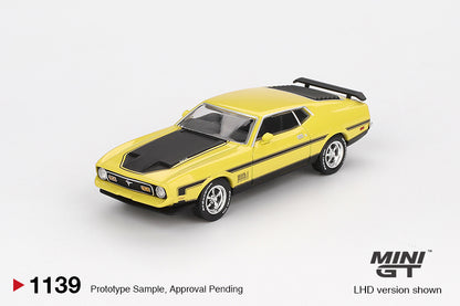 [Mocus Bán lượt mua trước] Sắp ra mắt Tháng 01/2026 mô hình xe Mini GT 1:64 Ford Mustang Mach1 Grabber Yellow 1139