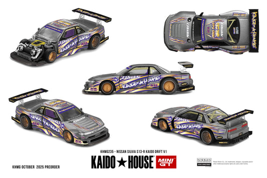 [Mocus Bán lượt mua trước] Sắp ra mắt Quý 01/2026 mô hình xe Mini GT Kaido House 1:64 Nissan Silvia S13-R KAIDO DRIFT V1 KHMG235