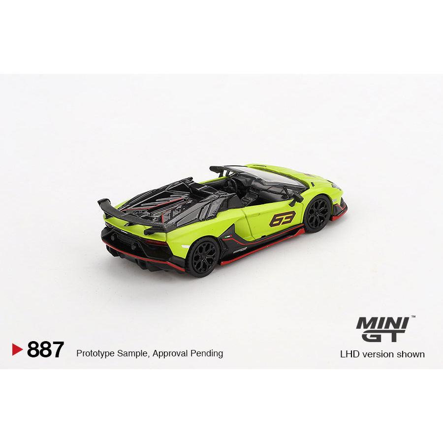 [HÀNG CÓ SẴN] Mocus Mô hình xe Mini GT 1:64 Lamborghini Aventador SVJ 63 Roadster Verde Shock 887