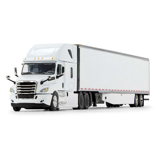 Mô hình xe DCP 1:64White/White Freightliner 2018 Cascadia High-Roof Sleeper & 53' Utility Trailer With Carrier Reefer 60-1055