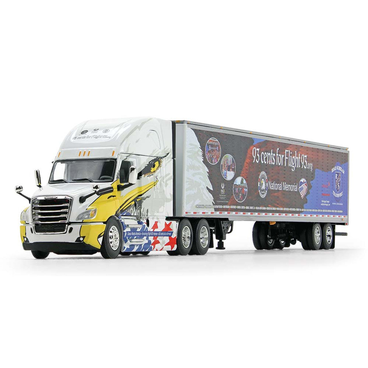 Mô hình xe DCP 1:64Flight 93: Halo Foundation Freightliner Cascadia High-Roof Sleeper With A 53' Utility Trailer 60-1178