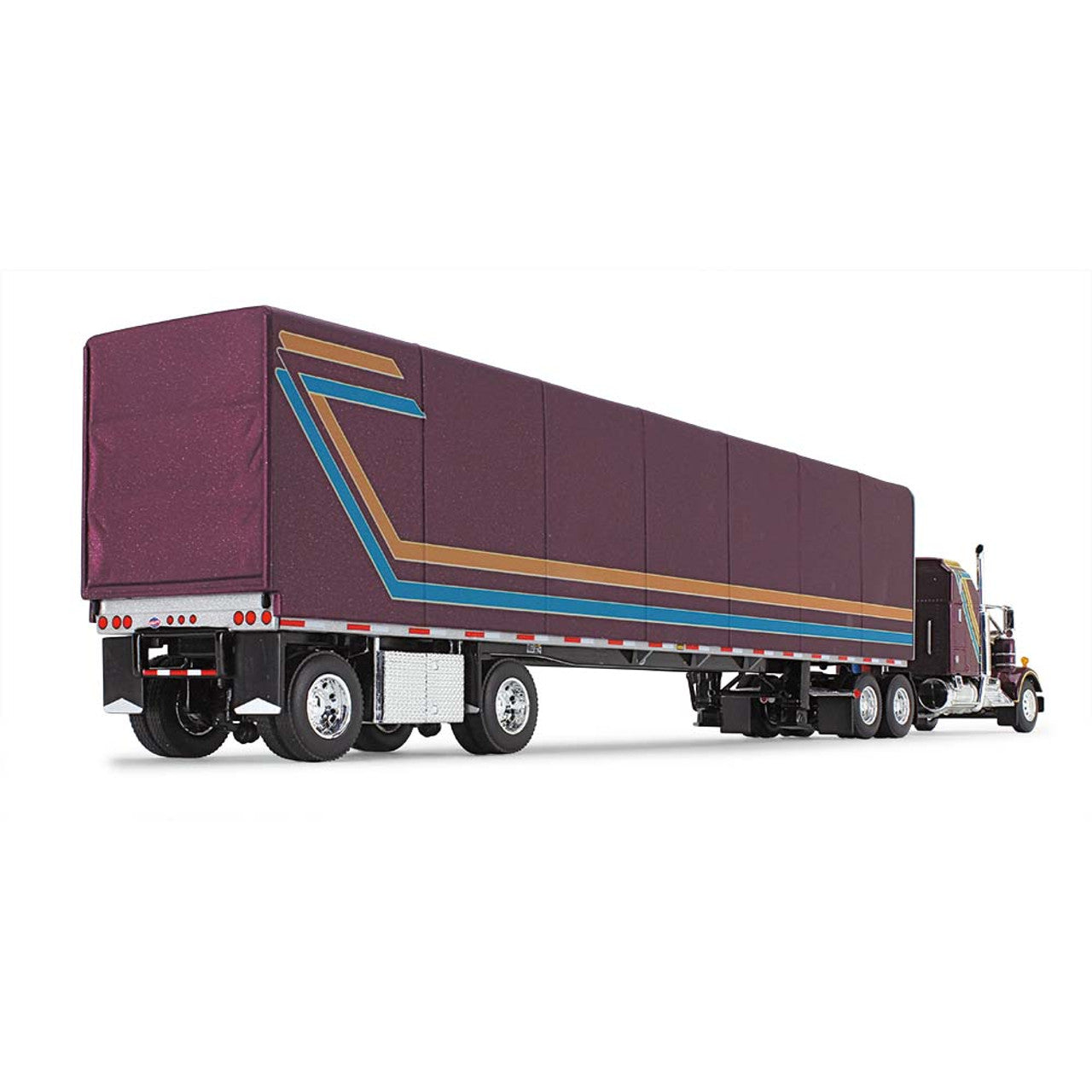 Mô hình xe DCP 1:64Plum Kenworth W900A & 53' Utility Roll Tarp Trailer 60-1618
