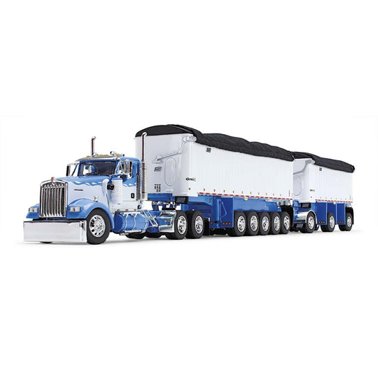 Mô hình xe DCP 1:64Wisteria/White Kenworth W900L Day Cab & East Manufacturing Michigan Series 31' And 20' End Dump Trailers 60-1633