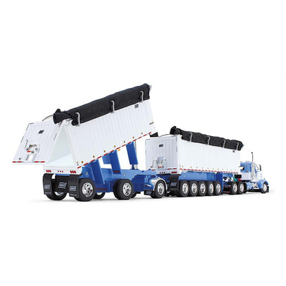 Mô hình xe DCP 1:64Wisteria/White Kenworth W900L Day Cab & East Manufacturing Michigan Series 31' And 20' End Dump Trailers 60-1633