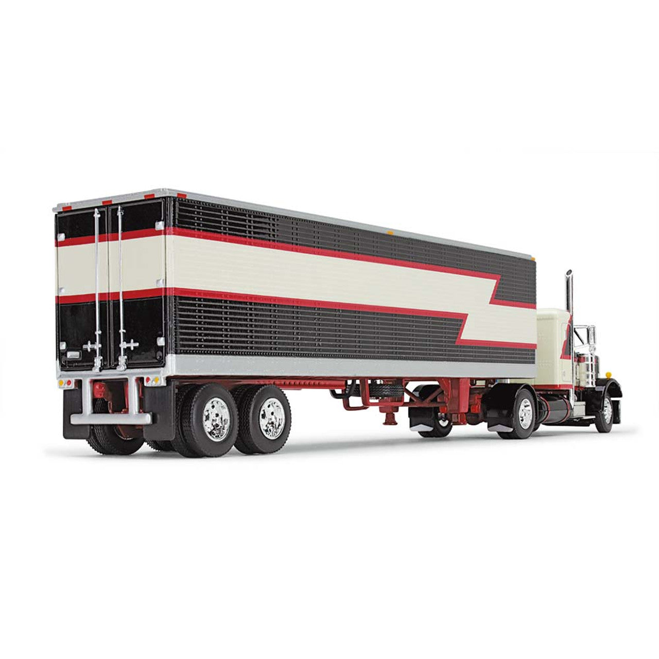 Mô hình xe DCP 1:64Black/Cream/Red Peterbilt Model 359 With 36" Flat Top Sleeper & 40' Vintage Trailer 60-1683