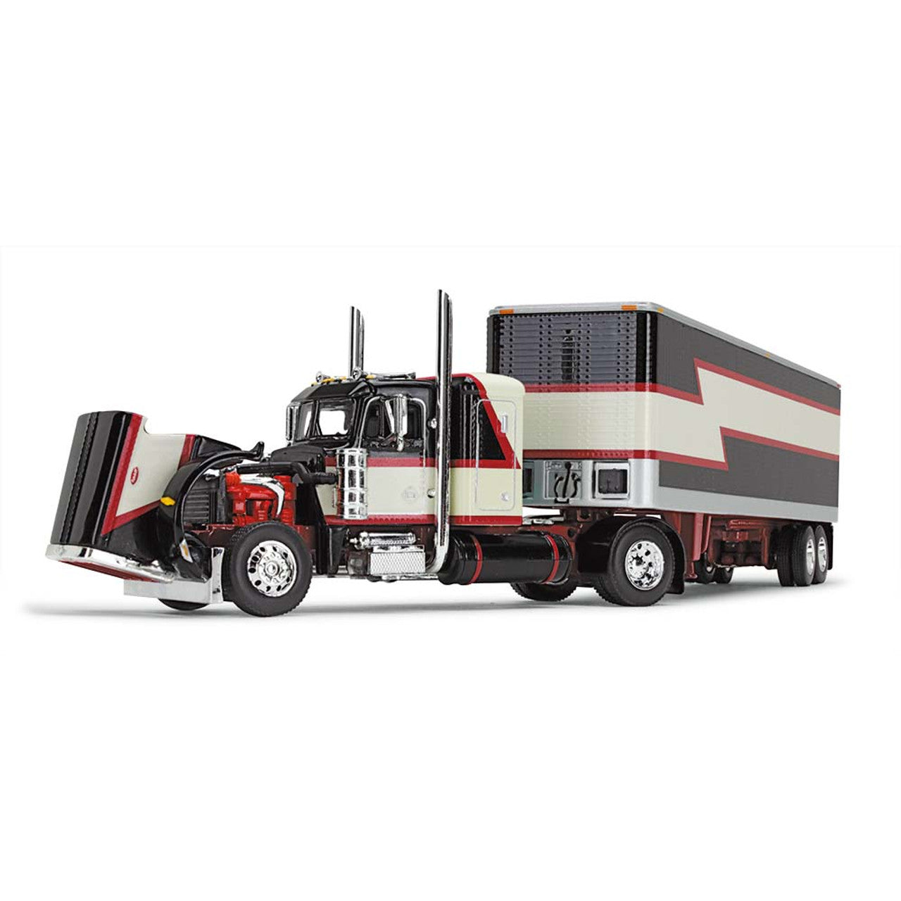 Mô hình xe DCP 1:64Black/Cream/Red Peterbilt Model 359 With 36" Flat Top Sleeper & 40' Vintage Trailer 60-1683