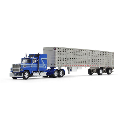 Mô hình xe DCP 1:64Blue/Silver Ford LTL 9000 With 60" Aerodyne Sleeper & Wilson Stockmaster PSAL Livestock Trailer 60-1769