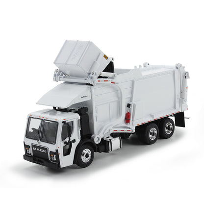 Mô hình xe DCP 1:64White Mack LR With McNeilus Meridian Front Load Refuse Truck And Trash Bin 60-1795