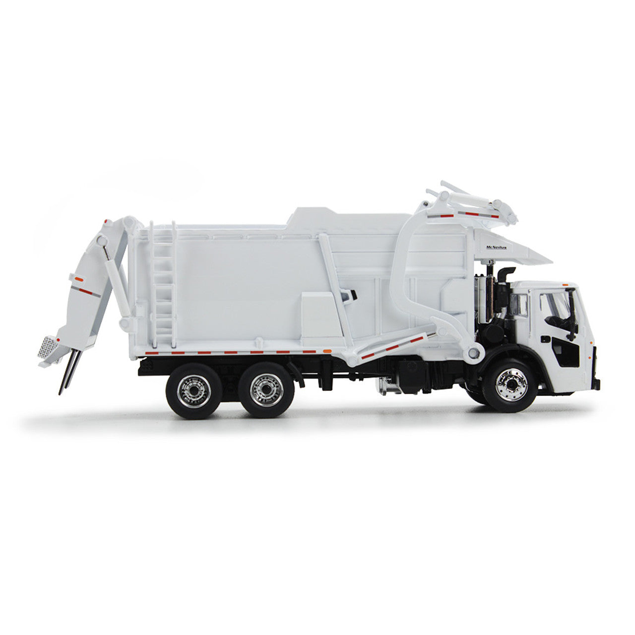 Mô hình xe DCP 1:64White Mack LR With McNeilus Meridian Front Load Refuse Truck And Trash Bin 60-1795