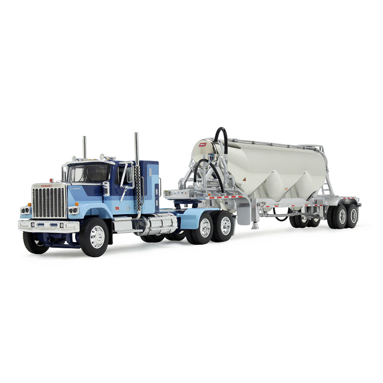 [PRE-SALE 08/2025] Mô hình xe DCP 1:64Blue GMC General With 34" Flat Top Sleeper & Heil Pneumatic Tank Trailer 60-1924