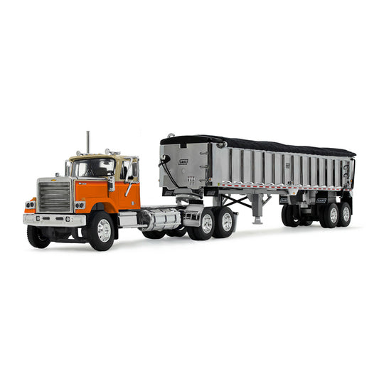 [PRE-SALE 08/2025] Mô hình xe DCP 1:64Orange Chevrolet Bison Day Cab & East End Dump Trailer 60-1925
