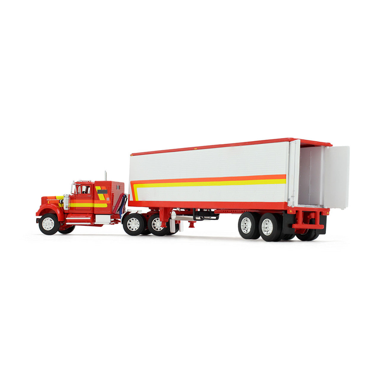Mô hình xe DCP 1:64Red/Orange/Yellow White Western Star 4900 With 36" Vintage & 40' Vintage Trailer With Reefer 60-1945
