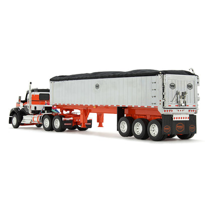 Mô hình xe DCP 1:64Black/Orange Kenworth W990 Day Cab & MAC Coal End Dump Trailer 60-2008