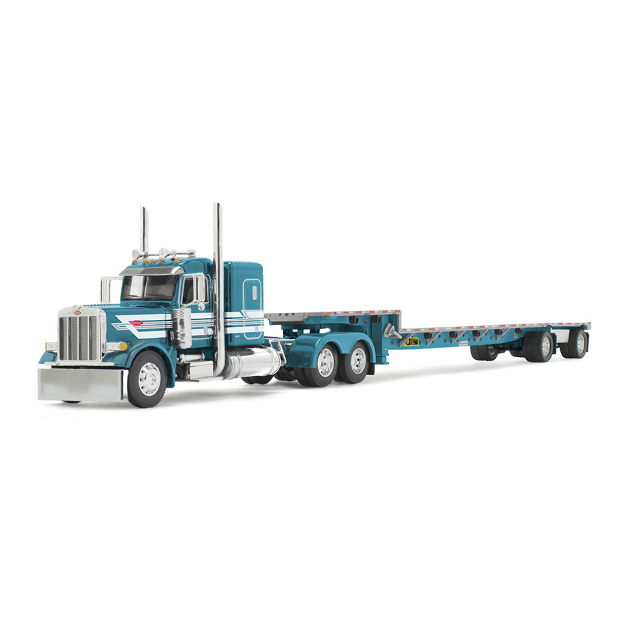 [PRE-SALE 08/2025] Mô hình xe DCP 1:64Teal Peterbilt Model 379 With 48" Flat Top Sleeper & Transcraft Step Deck Trailer 60-2127