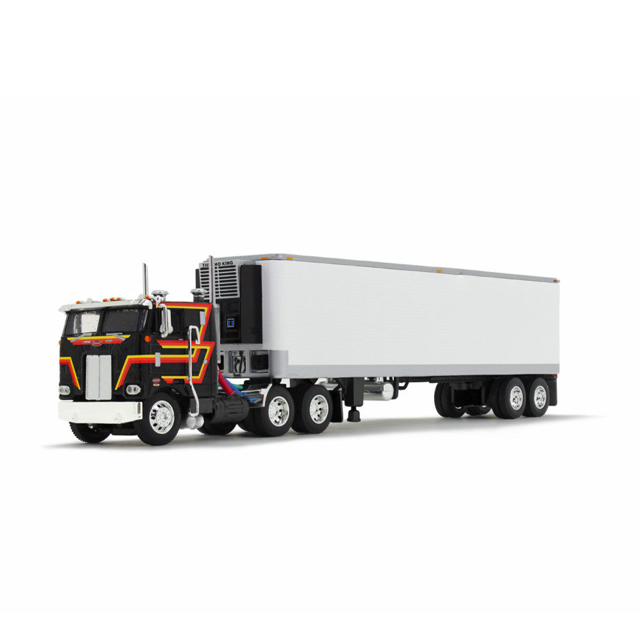 [PRE-SALE 09/2025] Mô hình xe DCP 1:64Black/White Peterbilt Model 352 COE 86" Sleeper & 40' Vintage Trailer With Reefer 60-2156