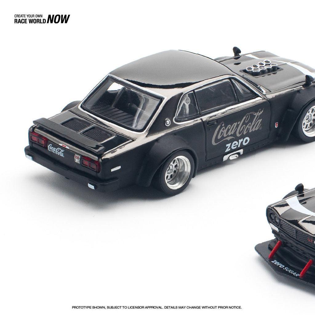 [HÀNG CÓ SẴN] Mô hình xe POPRACE 1:64 SKYLINE GT-R V8 DRIFT (HAKOSUKA) COCA COLA ZERO BLACK CHROME PR640144