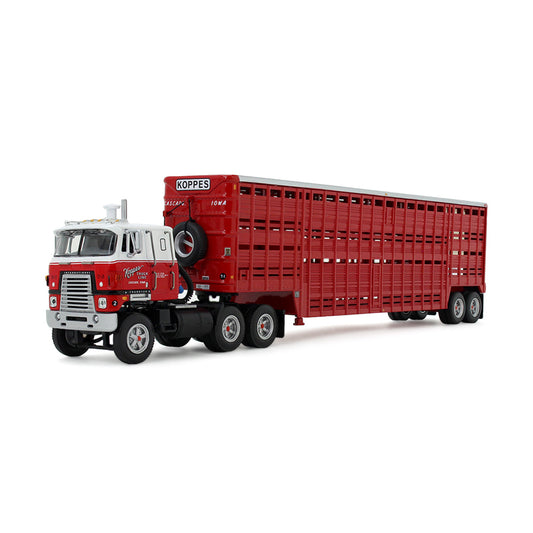 Mô hình xe DCP 1:64Koppes Truck Line International TranStar COE & 45' Wilson Vintage Livestock Trailer 69-2028