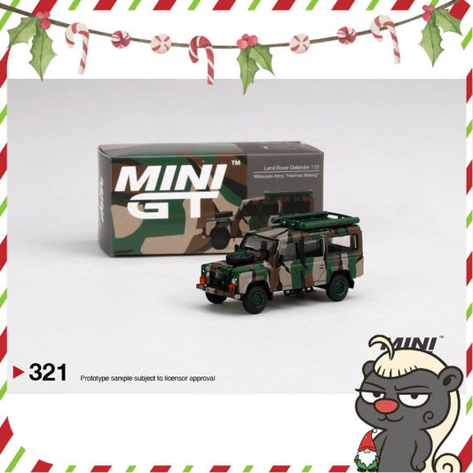 [HÀNG CÓ SẴN] Mocus Mô hình xe Mini GT 1:64 Land Rover Defender 110 Malaysian Army 321