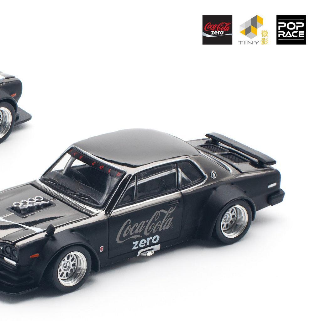 [HÀNG CÓ SẴN] Mô hình xe POPRACE 1:64 SKYLINE GT-R V8 DRIFT (HAKOSUKA) COCA COLA ZERO BLACK CHROME PR640144