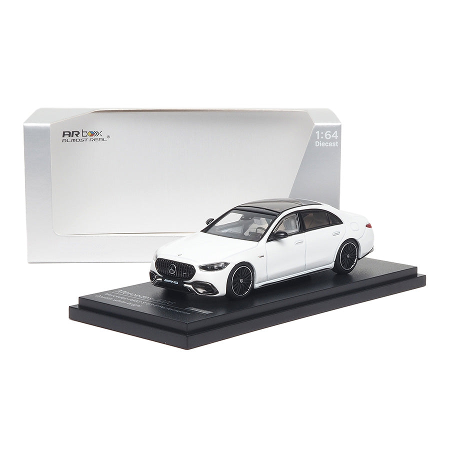 Mô hình xe ARbox(Almost Real) 1:64 Mercedes-AMG S 63 E Performance 2023 Bright Mother-of-Pearl White  - 620103001