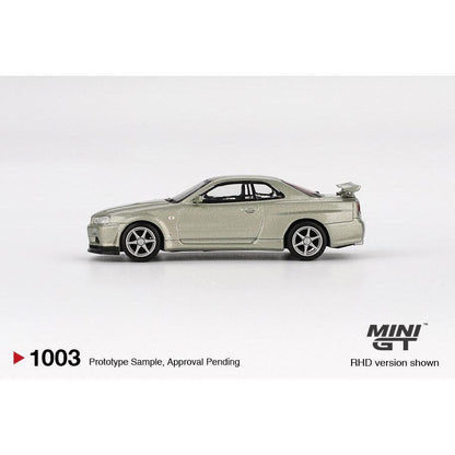 [HÀNG CÓ SẴN] Mocus Mô hình xe Mini GT 1:64 Nissan Skyline GT-R (R34) V-Spec II Nür Millenium Jade 1003