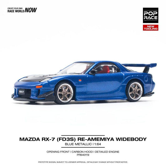 [HÀNG CÓ SẴN] Mô hình xe POPRACE 1:64 MAZDA RX-7 (FD3S) RE-AMEMIYA WIDEBODY METALLIC BLUE PR640119