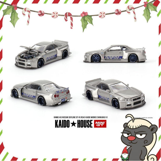 [HÀNG CÓ SẴN] Mô hình xe KAIDO HOUSE 1:64 NISSAN SKYLINE GT-R (R34) KAIDO WORKS SHINJUKU V1 KHMG143