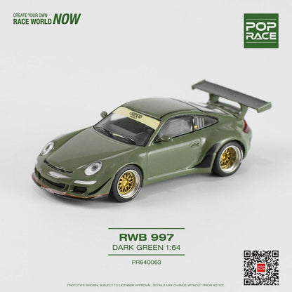 [HÀNG CÓ SẴN] Mô hình xe POPRACE 1:64 RWB 997 Dark Green (giá NET) PR640063