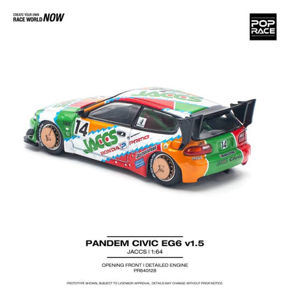 [HÀNG CÓ SẴN] Mô hình xe POPRACE 1:64 PANDEM CIVIC EG6 v1.5 JACCS PR640128