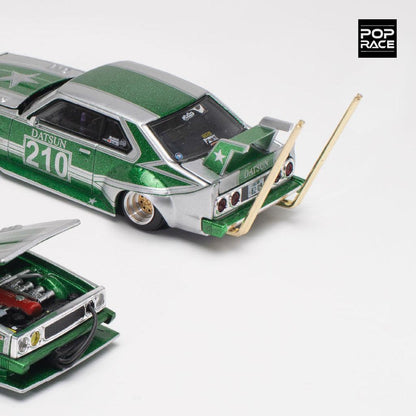 [HÀNG CÓ SẴN] Mô hình xe POPRACE 1:64 SKYLINE C210 KAIDO RACER (BOSOZOKU STYLE) - SILVER/GREEN PR640061