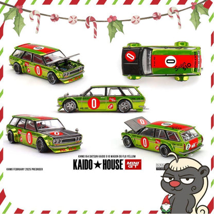 [HÀNG CÓ SẴN] Mô hình xe KAIDO HOUSE 1:64 Datsun 510 Wagon Kaido 0G Flo Yellow KHMG164