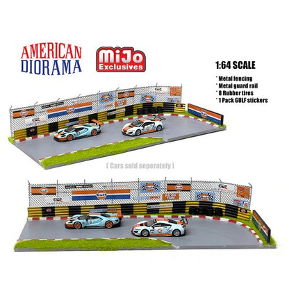 Mô hình American Diorama 1:64 AD-76533MJ 1:64 Racetrack Diorama (AutoWorld Licensed Gulf stickers pack included) - AD-76533MJ