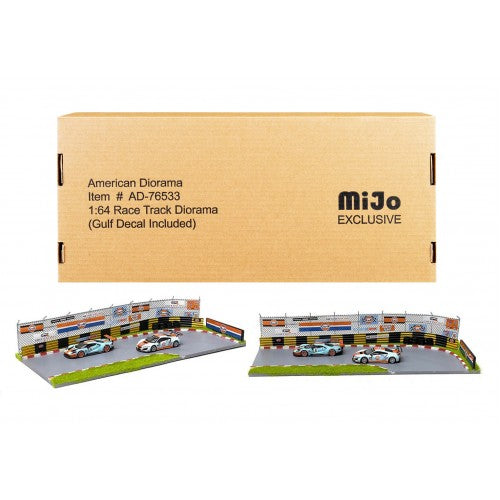 Mô hình American Diorama 1:64 AD-76533MJ 1:64 Racetrack Diorama (AutoWorld Licensed Gulf stickers pack included) - AD-76533MJ