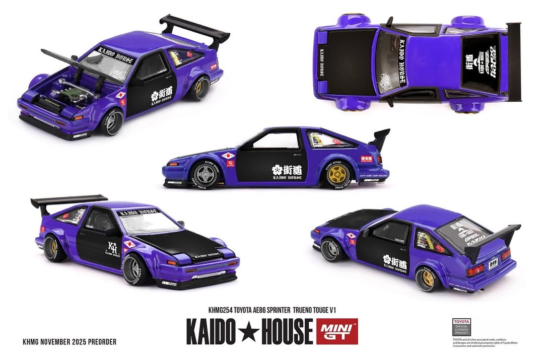 Sắp ra mắt Tháng 05/2026 mô hình xe Mini GT Kaido House 1:64 Toyota AE86 Sprinter Trueno TOUGE V1 KHMG254