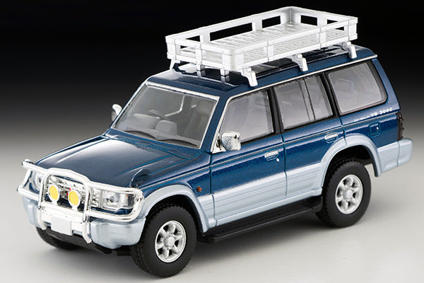 Mô hình xe Tomyca Limited Vintage TLV 1:64 Mitsubishi Pajero Mid Roof Wide VR (with optional parts) 1994 model (blue/silver) | LV-N206a