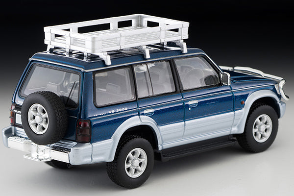 Mô hình xe Tomyca Limited Vintage TLV 1:64 Mitsubishi Pajero Mid Roof Wide VR (with optional parts) 1994 model (blue/silver) | LV-N206a