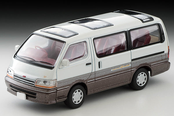 Mô hình xe Tomyca Limited Vintage TLV 1:64 Toyota Hiace Wagon 2.4 Super Custom Limited 1992 model (white/brown) | LV-N208a