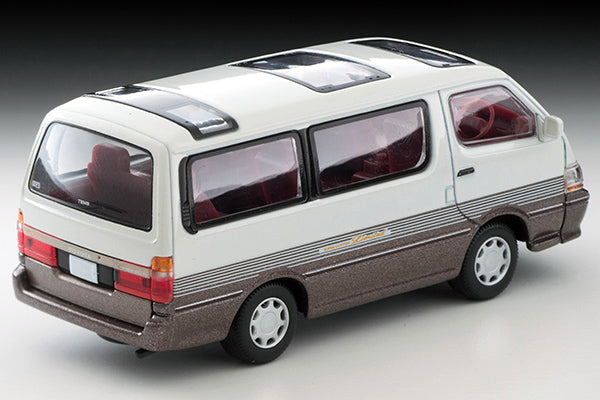 Mô hình xe Tomyca Limited Vintage TLV 1:64 Toyota Hiace Wagon 2.4 Super Custom Limited 1992 model (white/brown) | LV-N208a